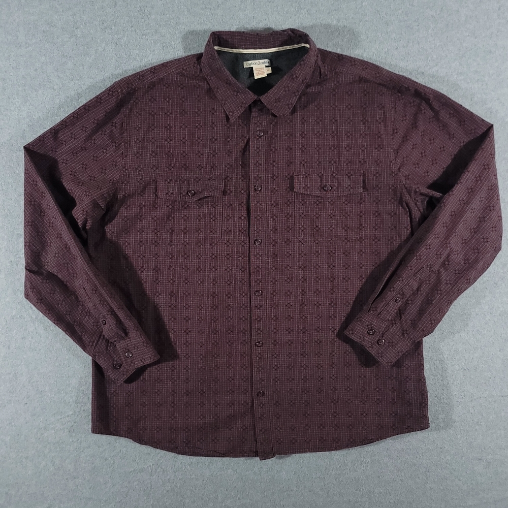 Carbon 2 Cobalt Button Up Mens XL Long Sleeve Shirt Red Geometric Casual Gingham
